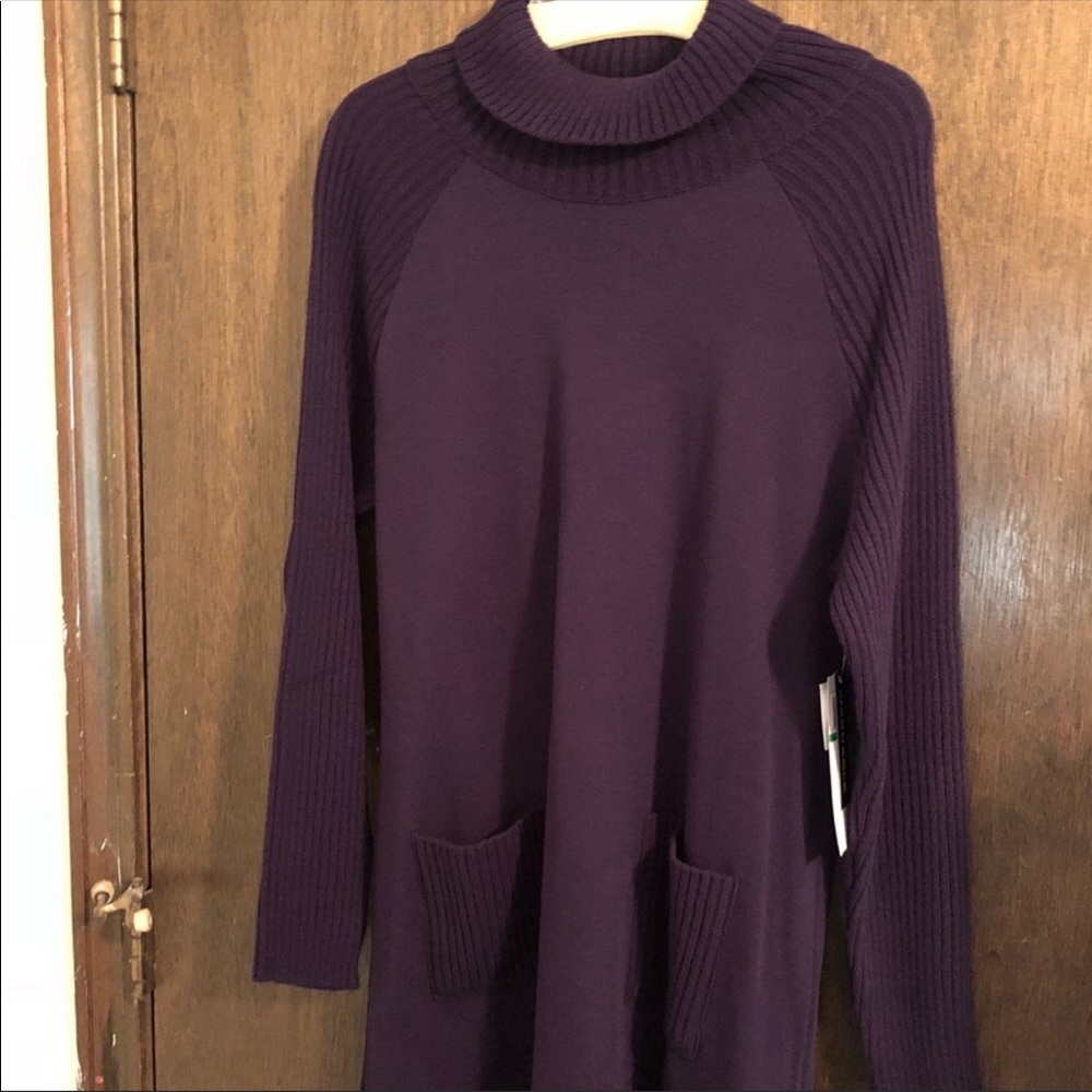 NWT- Nina Leonard Purple Sweater Dress Sz. Large